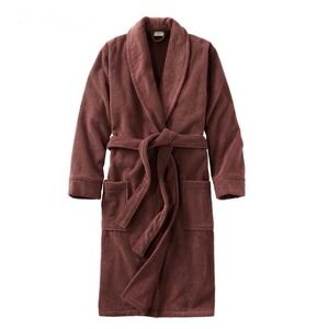 L.L. BEAN Men's Terry Cloth Cotton Robe Shawl Collar Brown Size XL SPA luxury